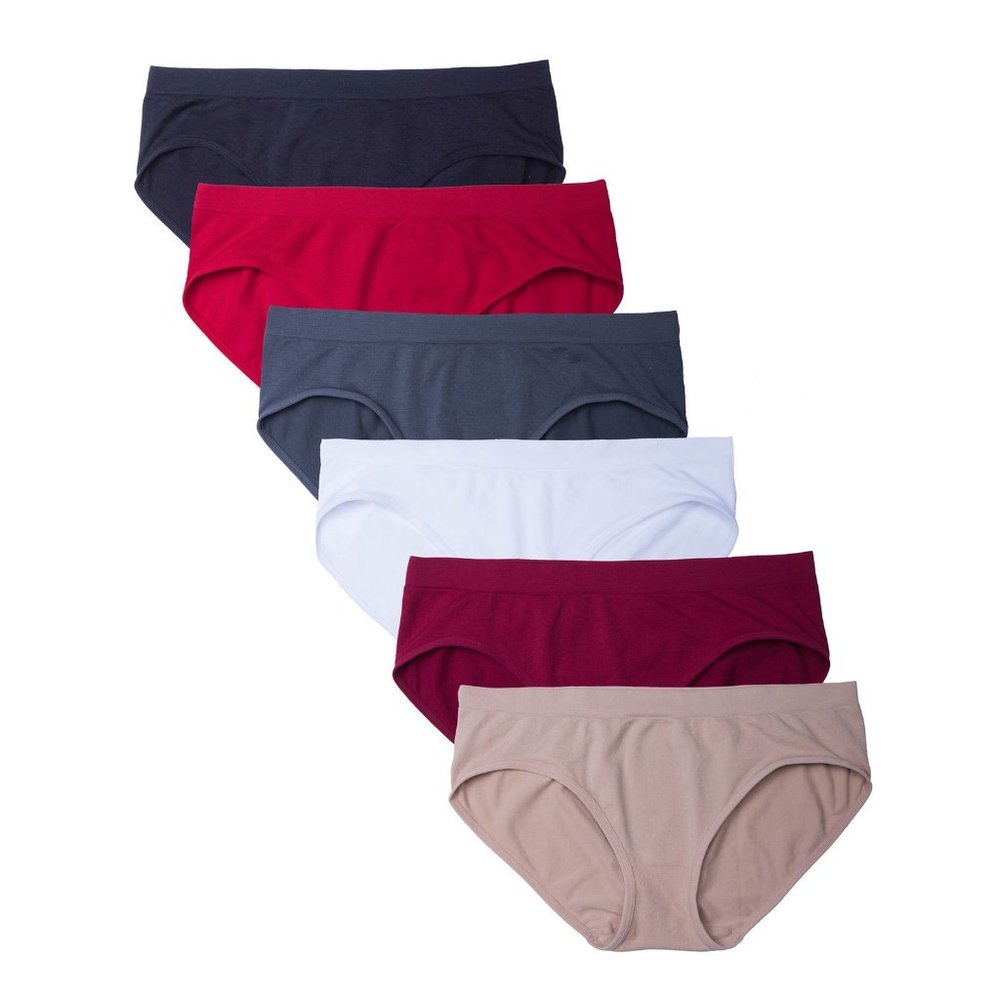 6 Pack Women's Nylon Spandex Hipster Brief Underwear A11 Red Basics New NWB